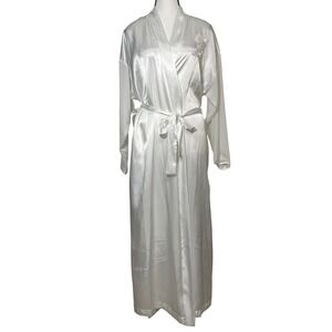 Wedding‎ Night Satin Robe Womens Medium Sheer Sleeve Embellished Lingerie Bridal